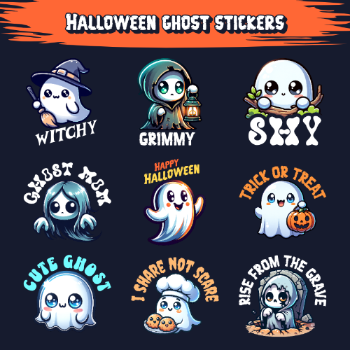 Halloween ghost stickers - Plushi 